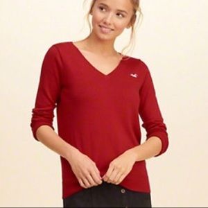 Hollister V-Neck Bright Red Sweater